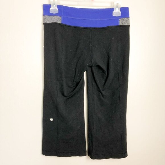 Lululemon Reverisble Cropped Mid Rise Wide Leg Leggings Black blue 6 - Picture 5 of 8
